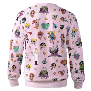 Power Puff Girls Characters Pattern Cardigan