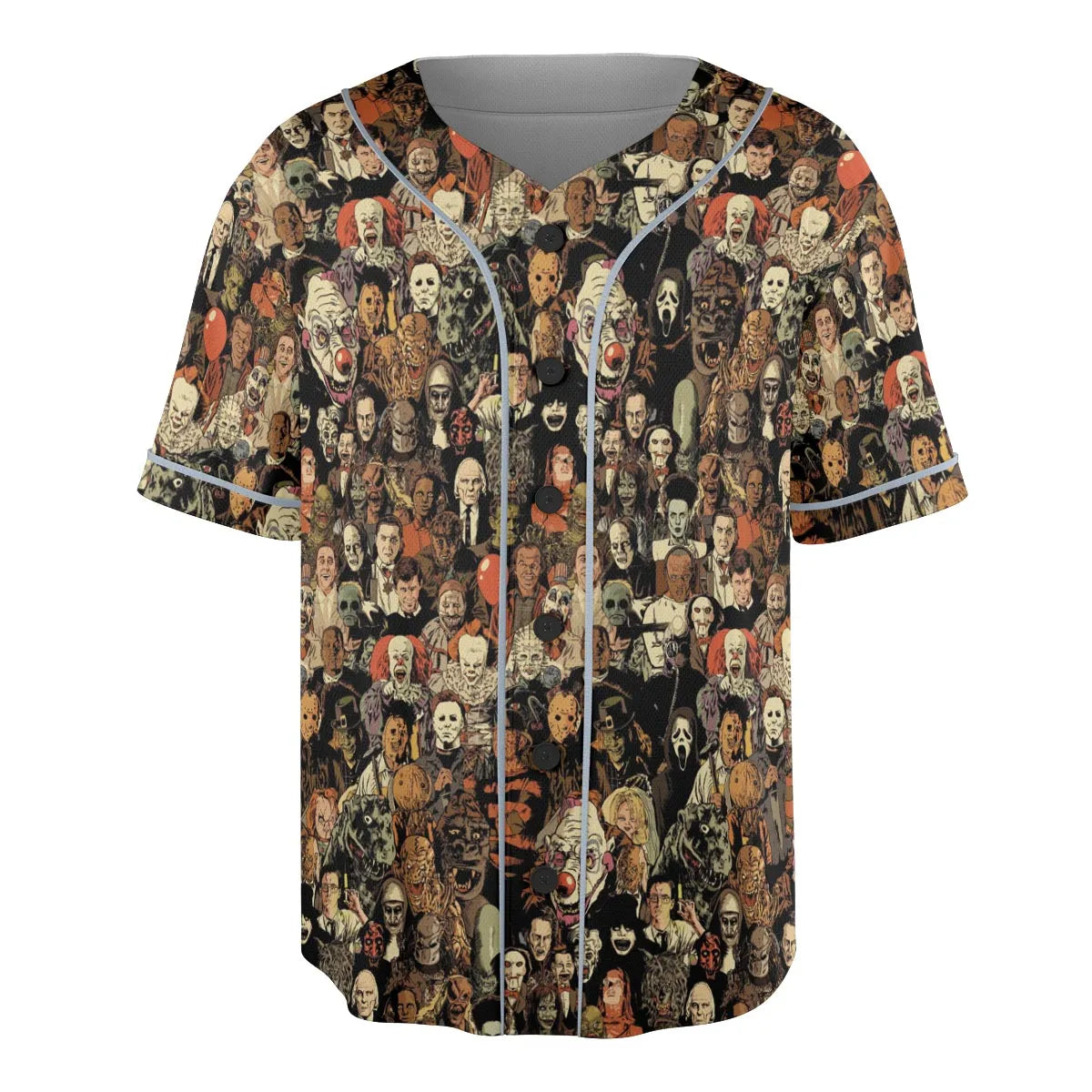 Horror Movie Characters Halloween Pattern Unisex Baseball Jersey