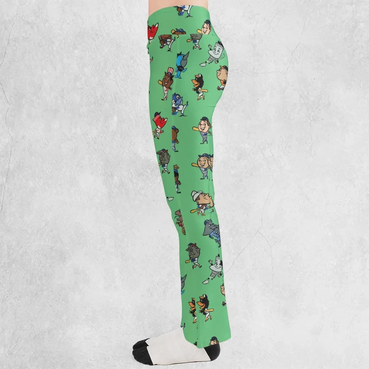 Baseball Mascot Pattern Flare Leggings