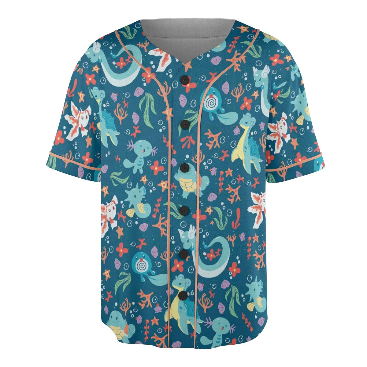 Water Pokemon Pattern Unisex Baseball Jersey