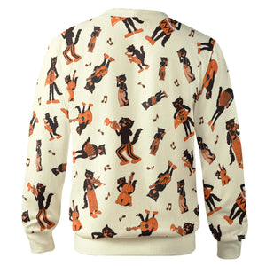 Vintage Halloween Beistle Scat Cat Band Cardigan