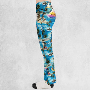 Snorlax Surfing Summer Vibes Flare Leggings