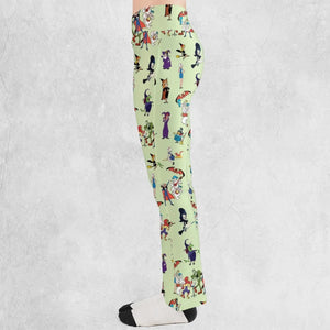 70s Witches Cartoon Characters Flare Leggings