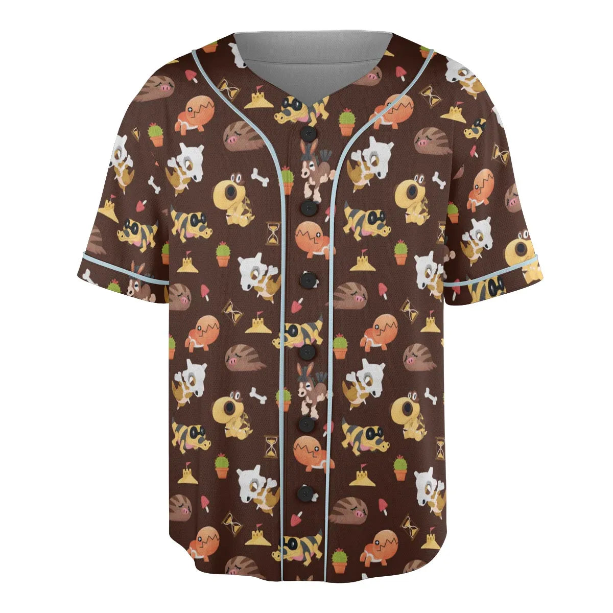 Ground Type Pokemon Pattern Unisex Baseball Jersey