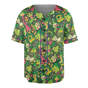 Grass Type Pokemon Pattern Unisex Baseball Jersey