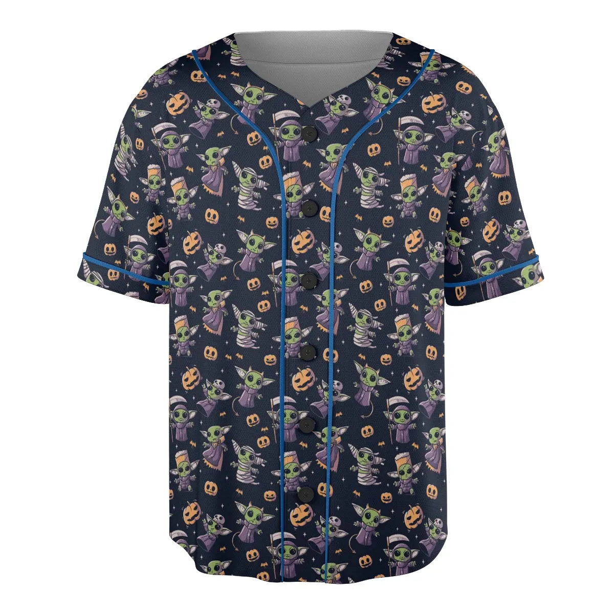 Cute Baby Yoda Halloween Pattern Unisex Baseball Jersey