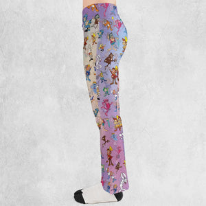 80s 90s Commercial Cereal Mascots Flare Leggings