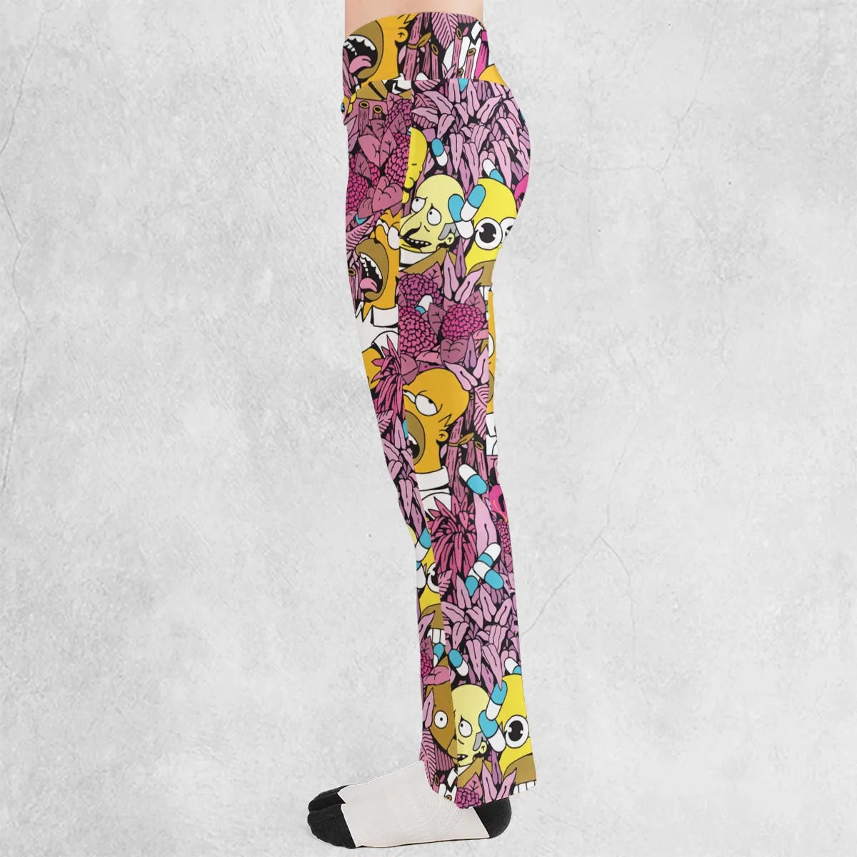 Homer Simpson In Flower Bush The Simpsons Flare Leggings