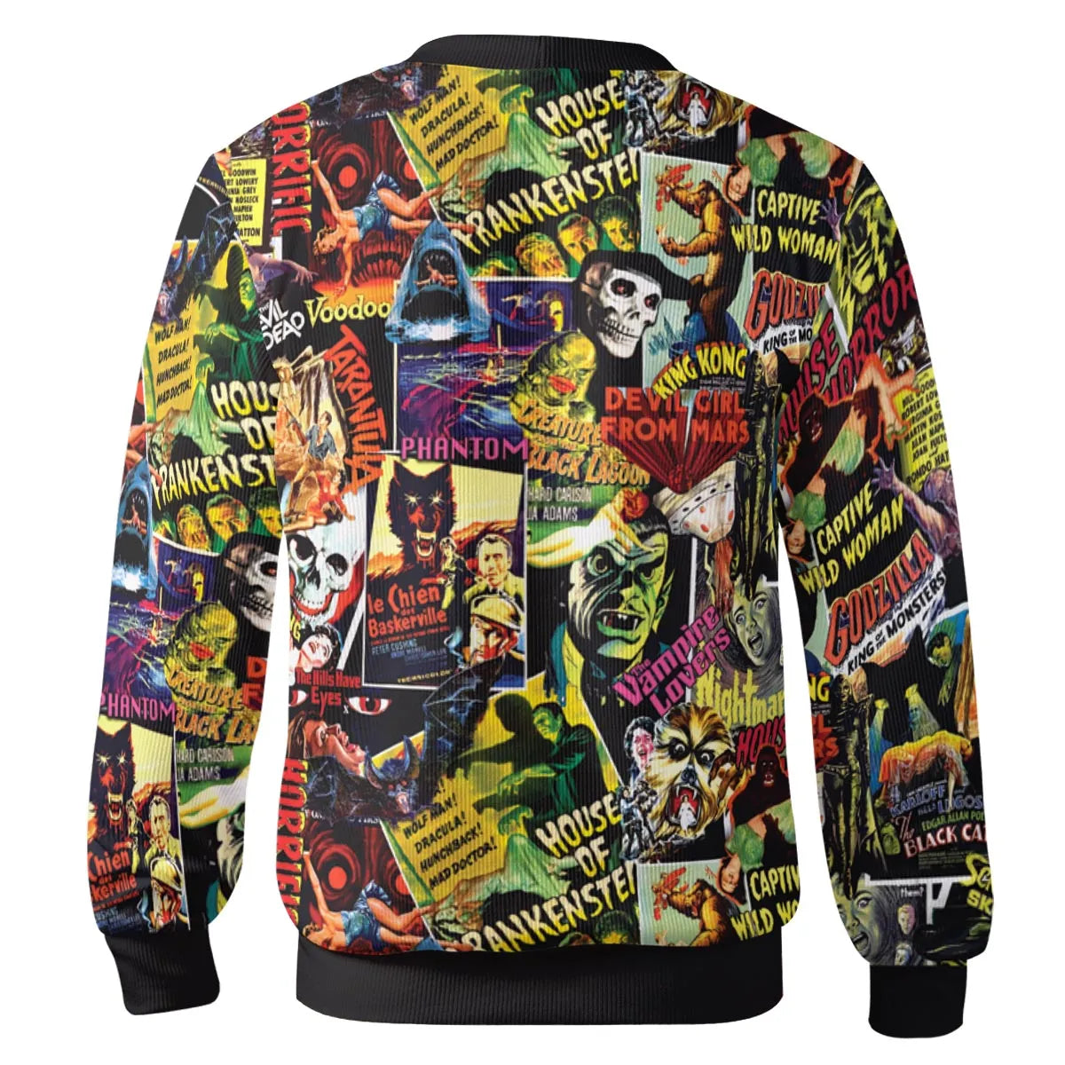 Fright Night Halloween Retro Horror Characters Collage Cardigan