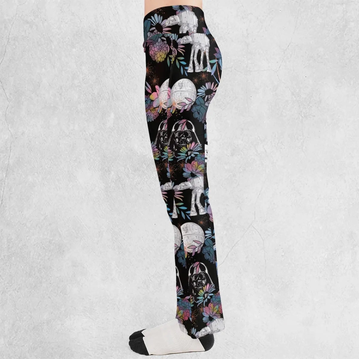 Floral Wars Dark Side Star Wars Pattern Flare Leggings