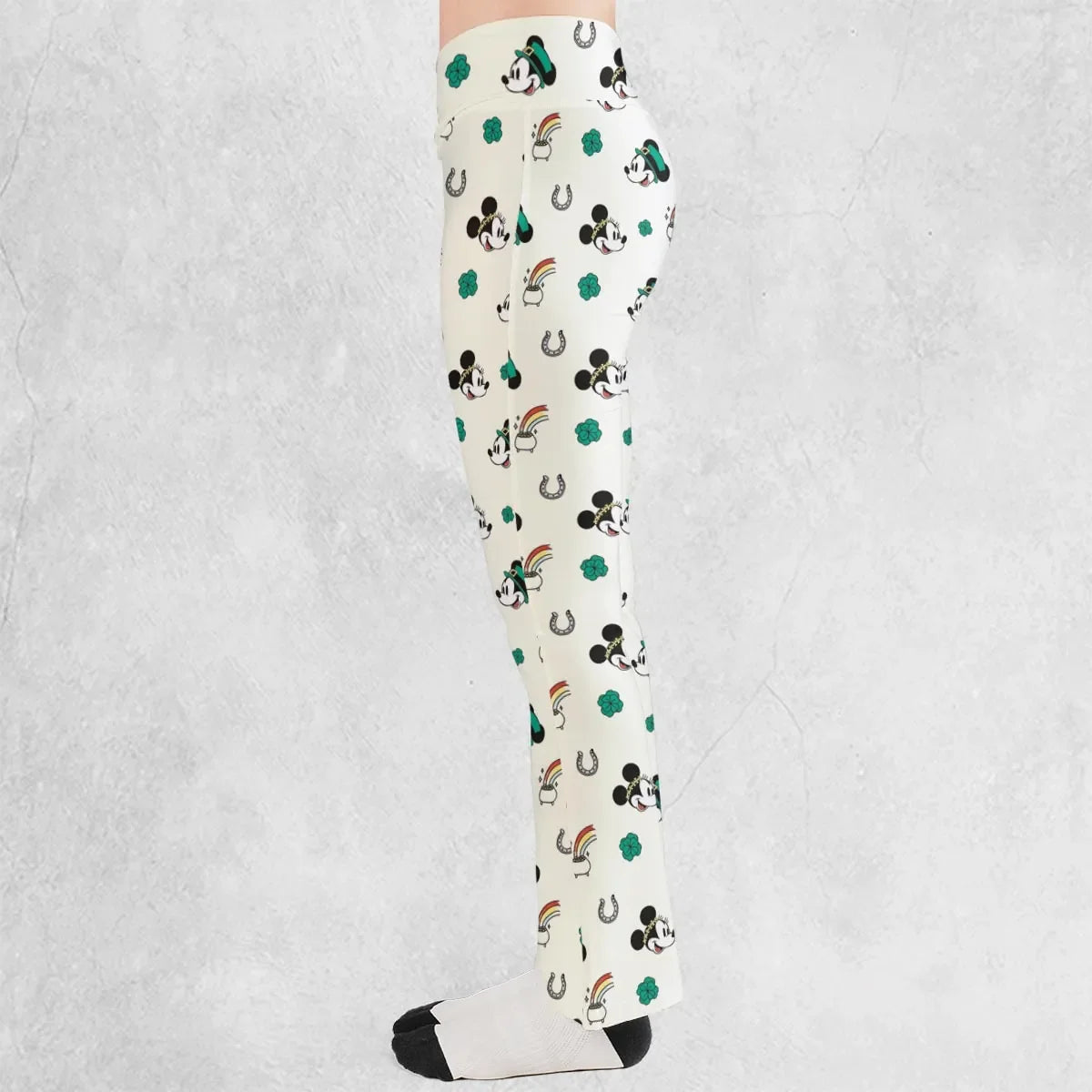 Mickey and Minnie St. Patrick's  Day Pattern Flare Leggings