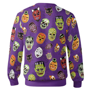 Retro Halloween Masks Cardigan