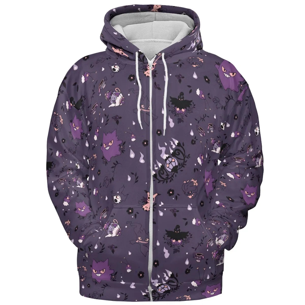 Pokemon Ghost-typen Gengar Banette Litwick Mismagius All-over Print Hoodie