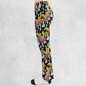 Retro Superwomen Belted Buckled and Booted Flare Leggings