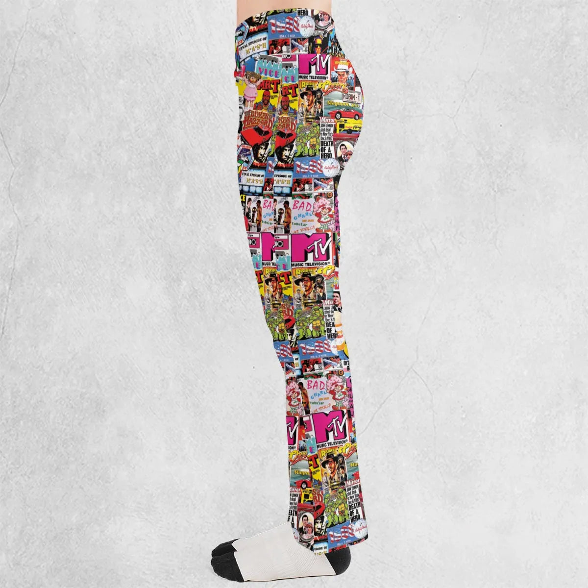 I heart 80s Collage Mr. T Back To the Future Pac-man Flare Leggings