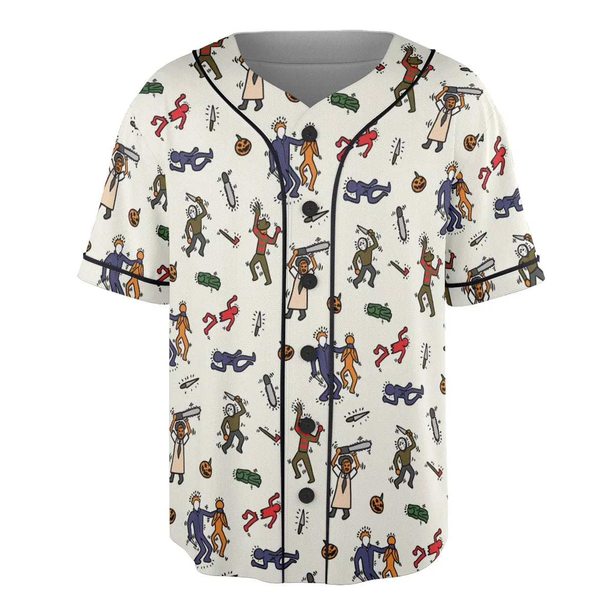 Horror Movie Pop Characters Pattern Unisex Baseball Jersey