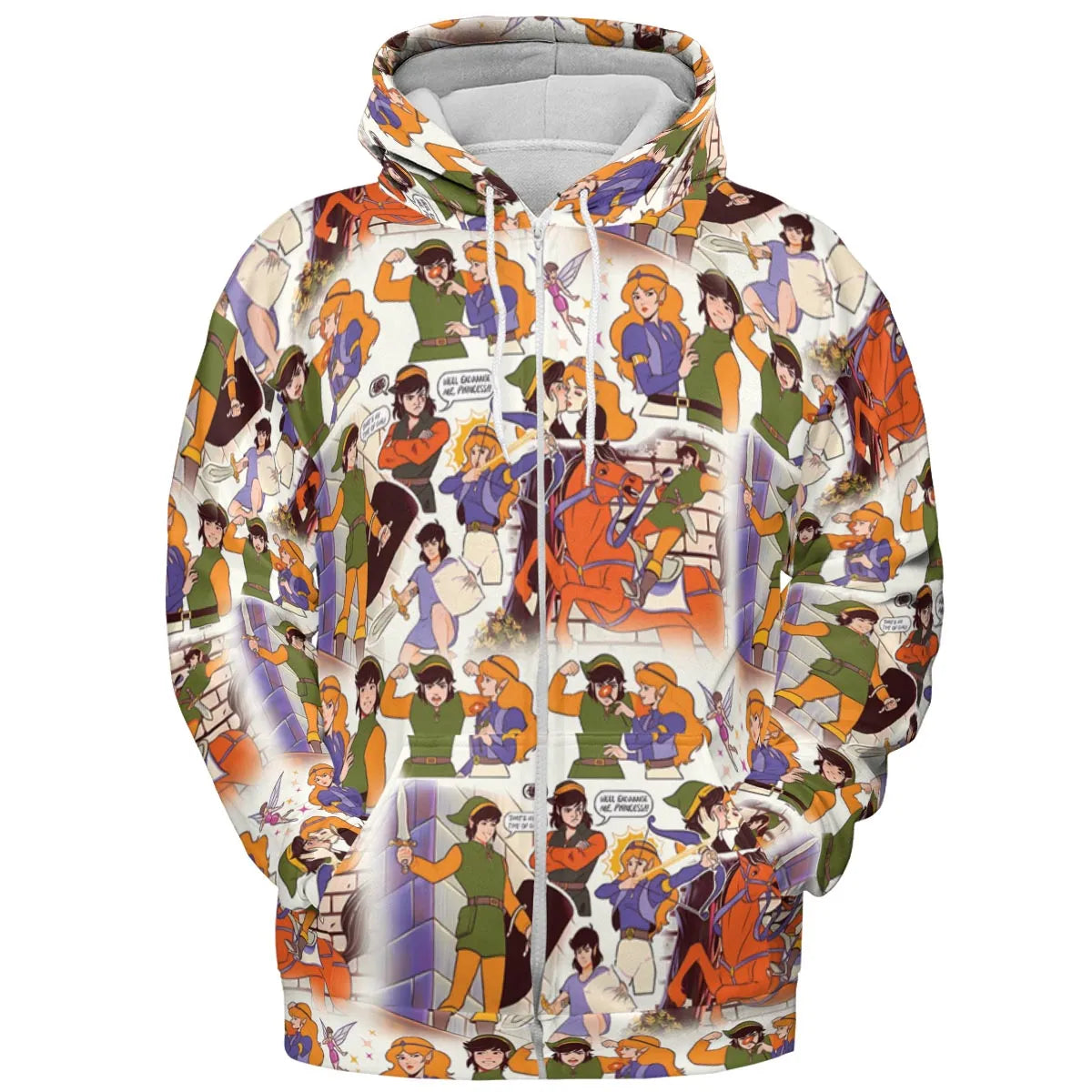 Link And Princess Zelda The Legend Of Zelda Animated All-over Print Hoodie