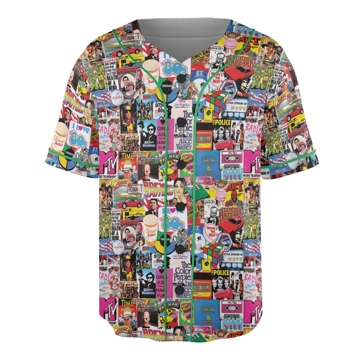 I heart 80s Collage Mr. T Back To the Future Pac-man Unisex Baseball Jersey