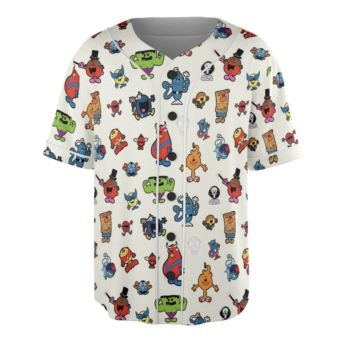 Marvel Characters And Mr Men Pattern Unisex Baseball Jersey