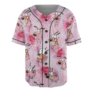 Courage the Cowardly Dog Floral Tropical Unisex Baseball Jersey