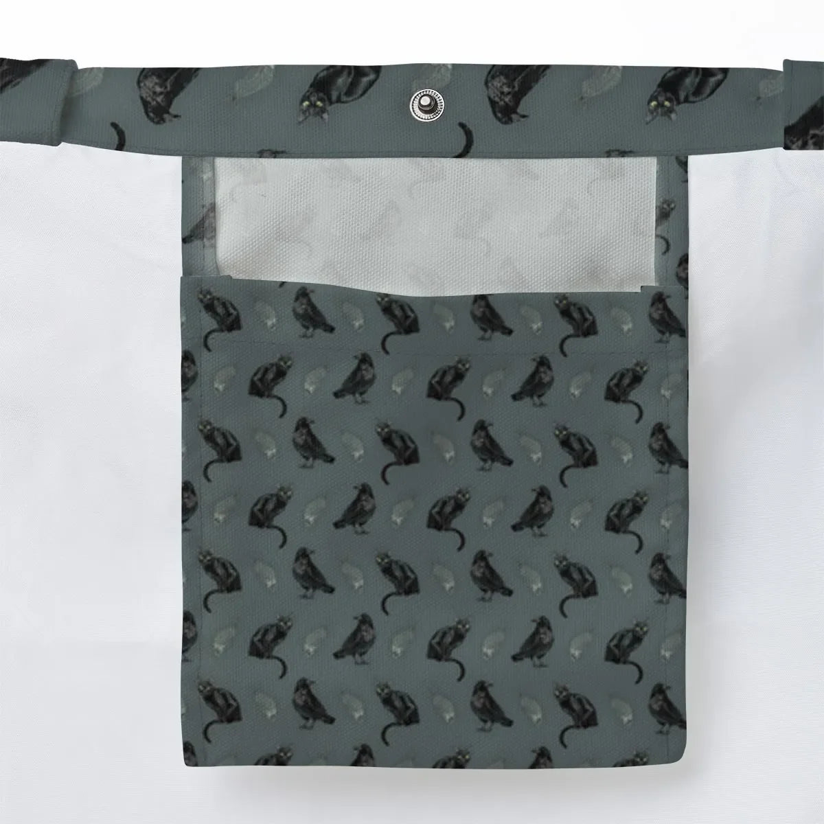 Black Cat and Raven Pattern Large Tote Bag