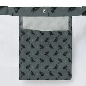 Black Cat and Raven Pattern Large Tote Bag