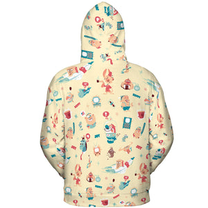 Ren and Stimpy Pattern All-over Print Hoodie