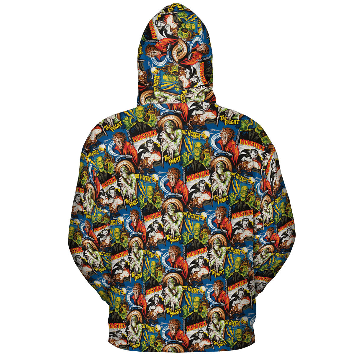 The Horror The Fright Dracula Frankenstein The Wolfman Monster Universal Pattern All-over Print Hoodie