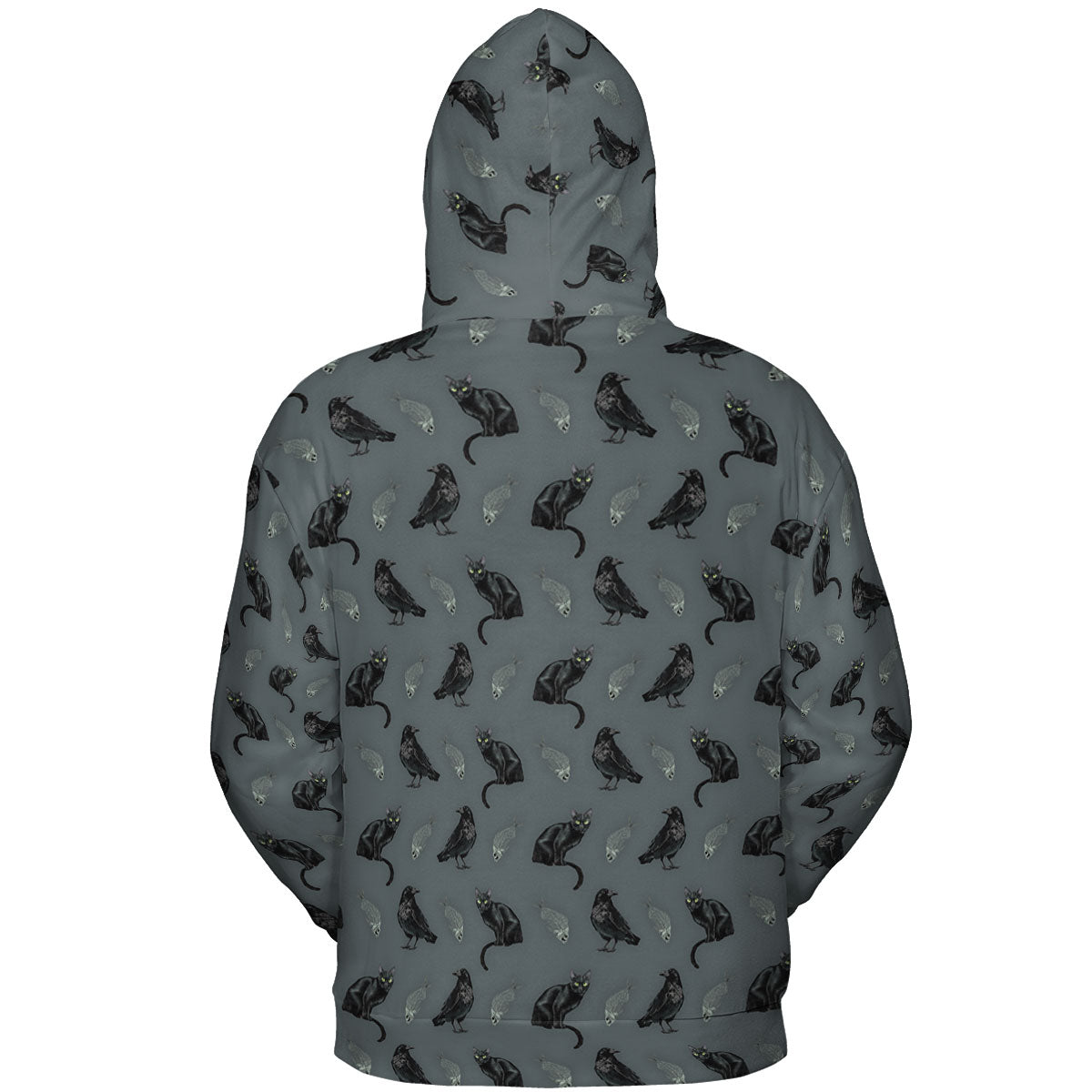 Cat and Raven Edgar Allan Poe Pattern All-over Print Hoodie