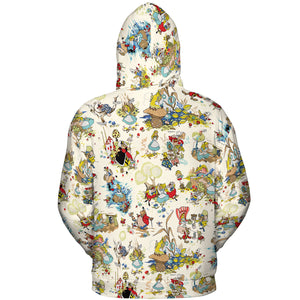 Alice In Wonderland Pattern All-over Print Hoodie