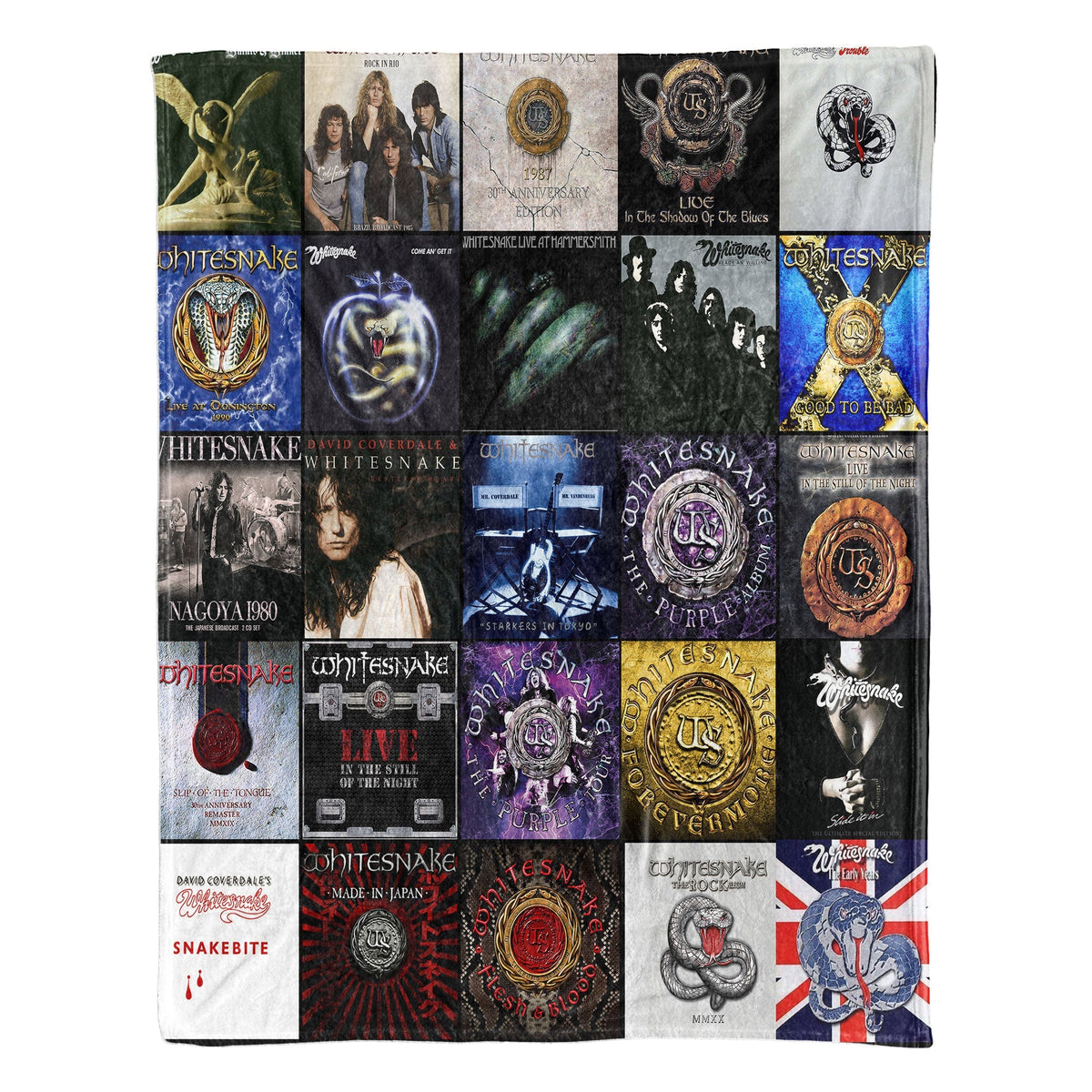 Whitesnake Sherpa Blanket A Legendary Hard Rock Album Collage for True Fans