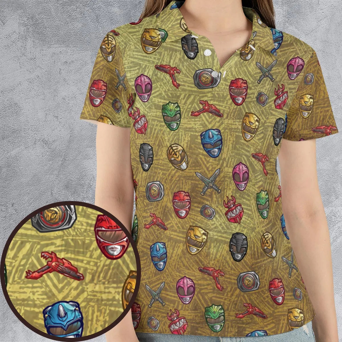 Power Team Mighty Morphin Power Rangers AOP Men/Women Polo Shirt
