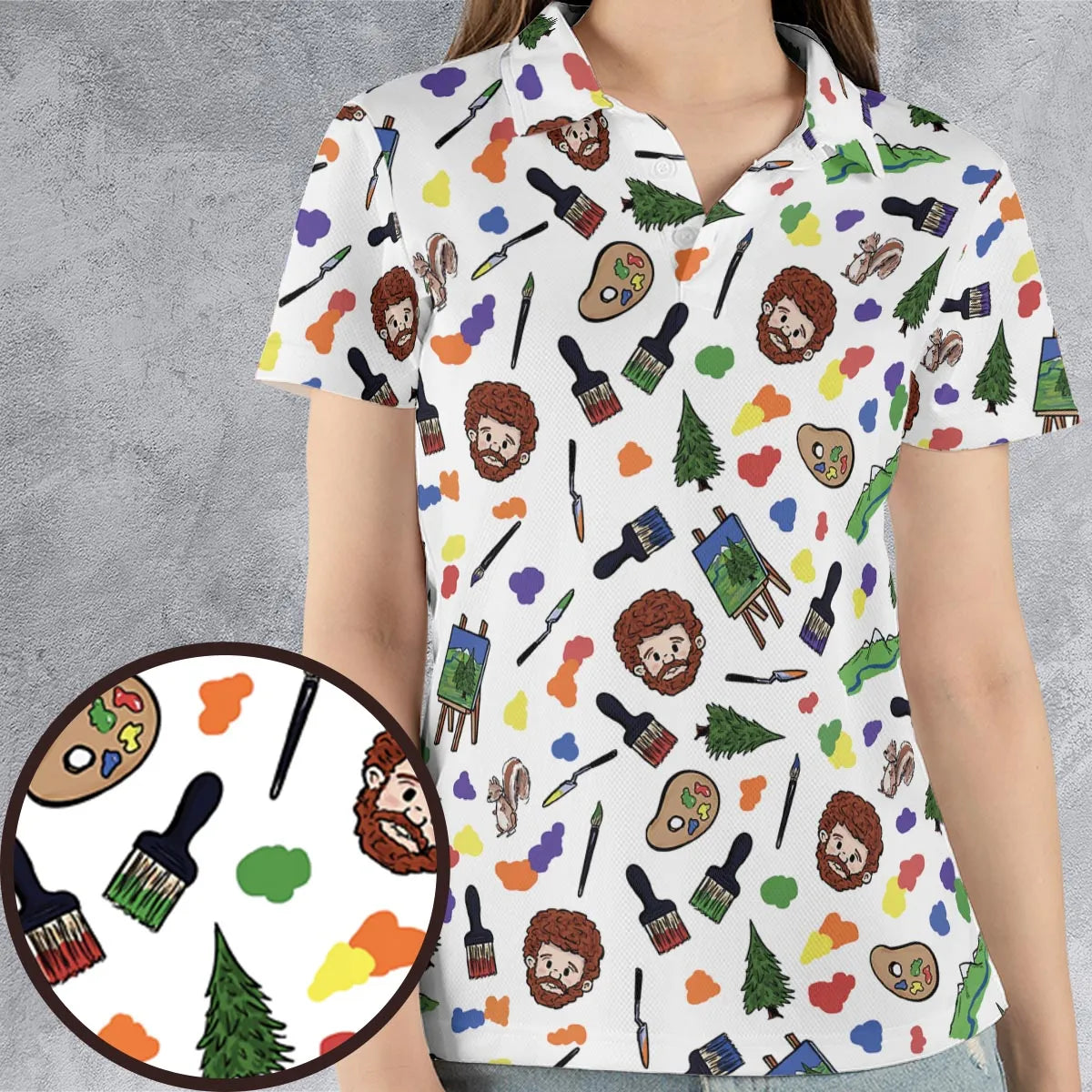 Joy Of Painting Bob Ross AOP Men/Women Polo Shirt