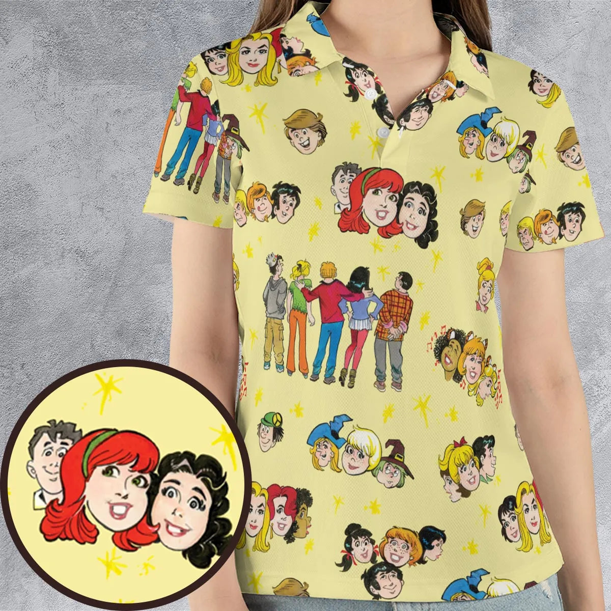 Nostalgic Cartoons in Archie Style AOP Men/Women Polo Shirt