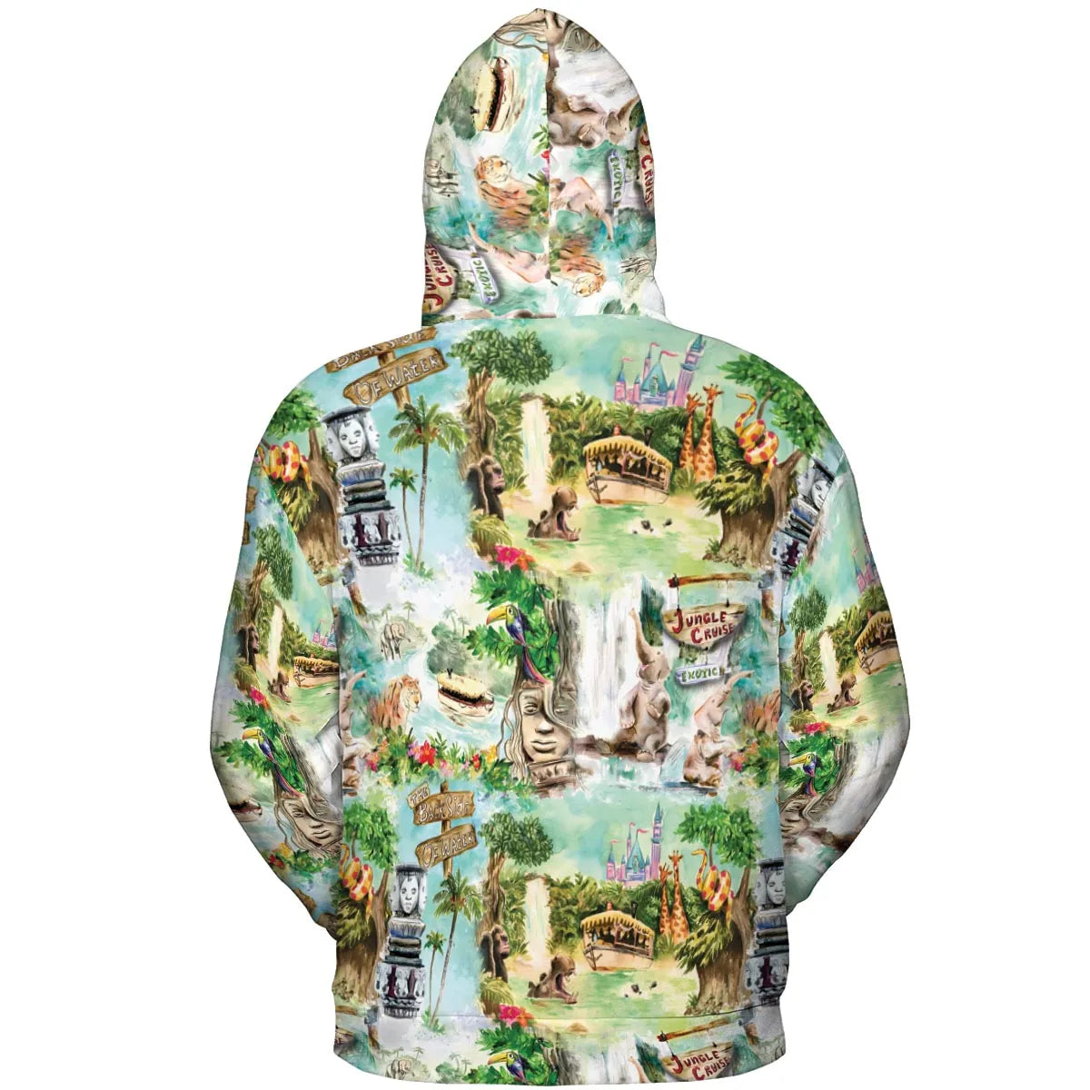 Water Color Jungle Cruise Map All-over Print Hoodie