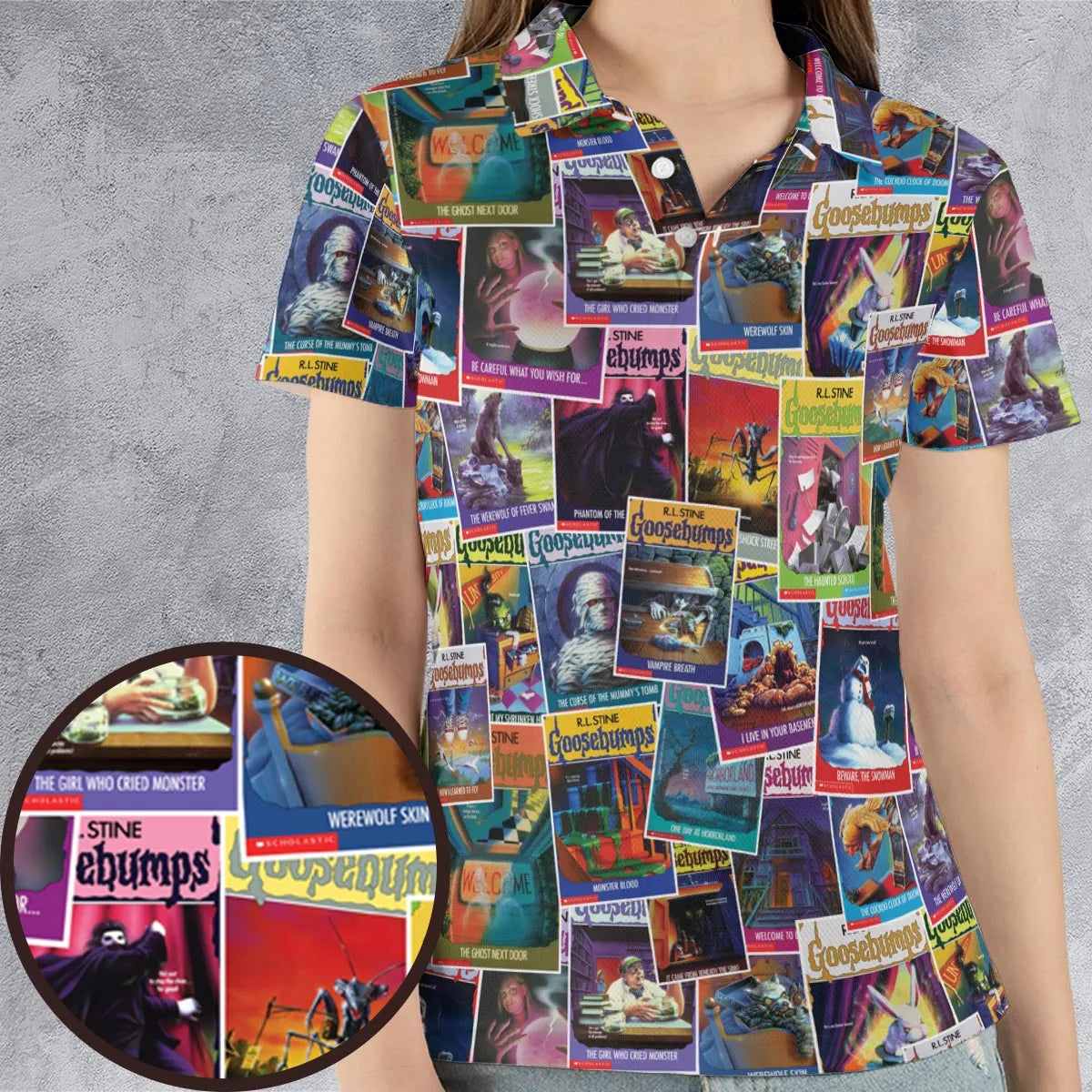 Goosebumps Monster Collage Pattern AOP Men/Women Polo Shirt