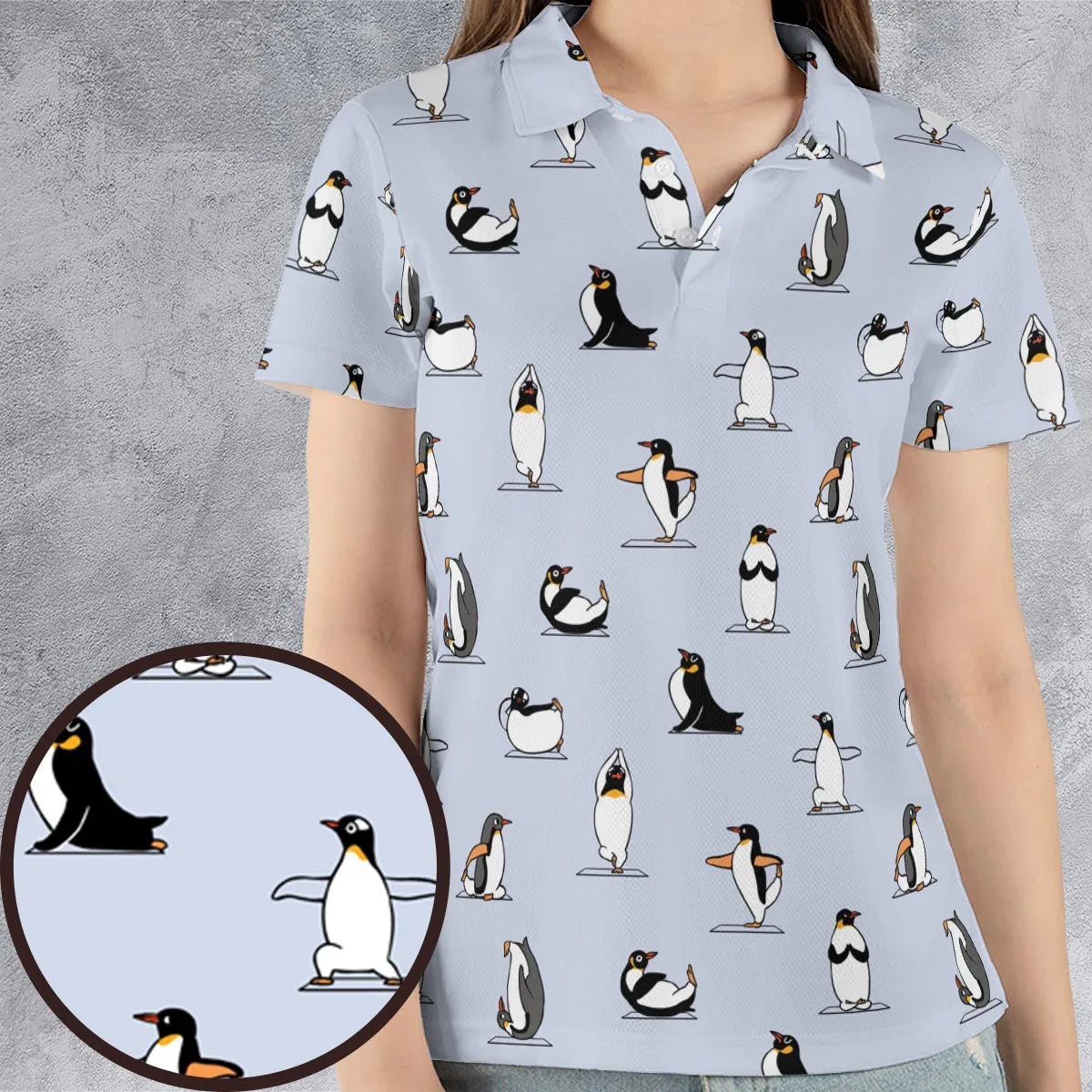 Penguin Yoga Pattern AOP Men/Women Polo Shirt