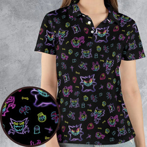 Neon Gastly Haunter Gengar Pokemon AOP Men/Women Polo Shirt
