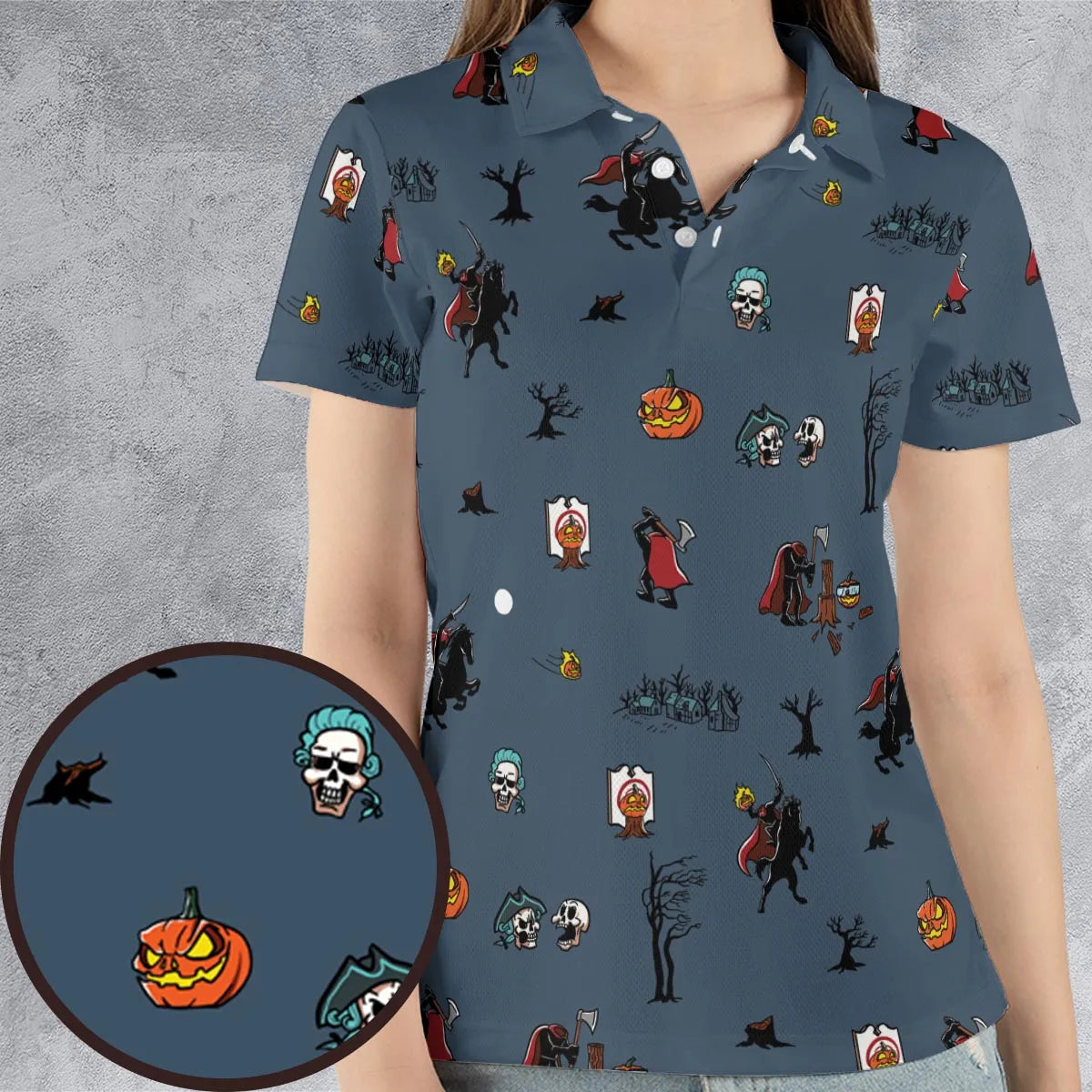 Headless Horseman Ichabod and Mr. Toad AOP Men/Women Polo Shirt