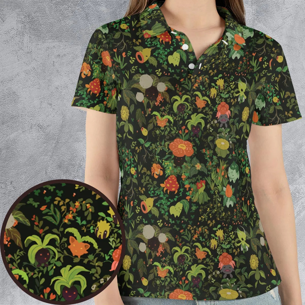 Grass Pokemon Patterns AOP Men/Women Polo Shirt