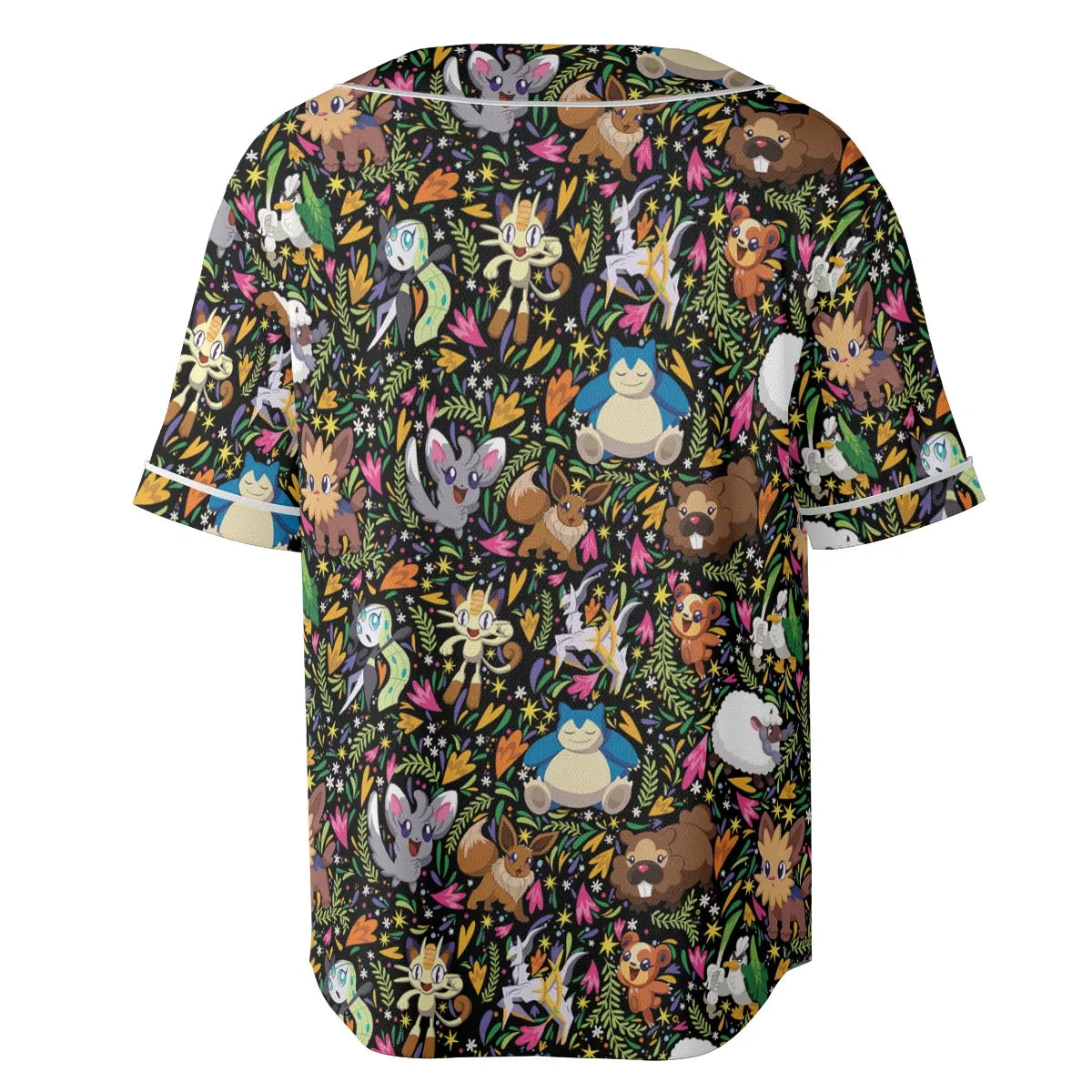 Floral Snorlax Bidoof Eevee Meloetta Pokemon Unisex Baseball Jersey