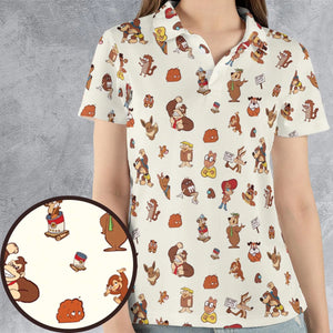 Famous Cartoon Characters in Brown AOP Men/Women Polo Shirt