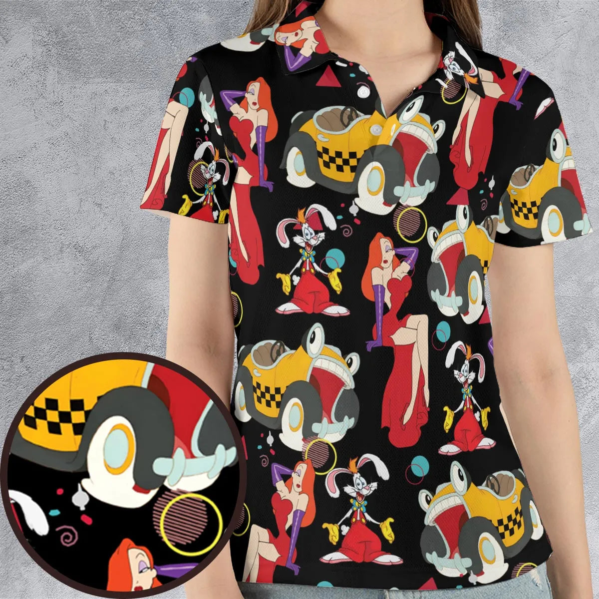 Retro 90s Jessica Rabbit Roger Rabbit AOP Men/Women Polo Shirt