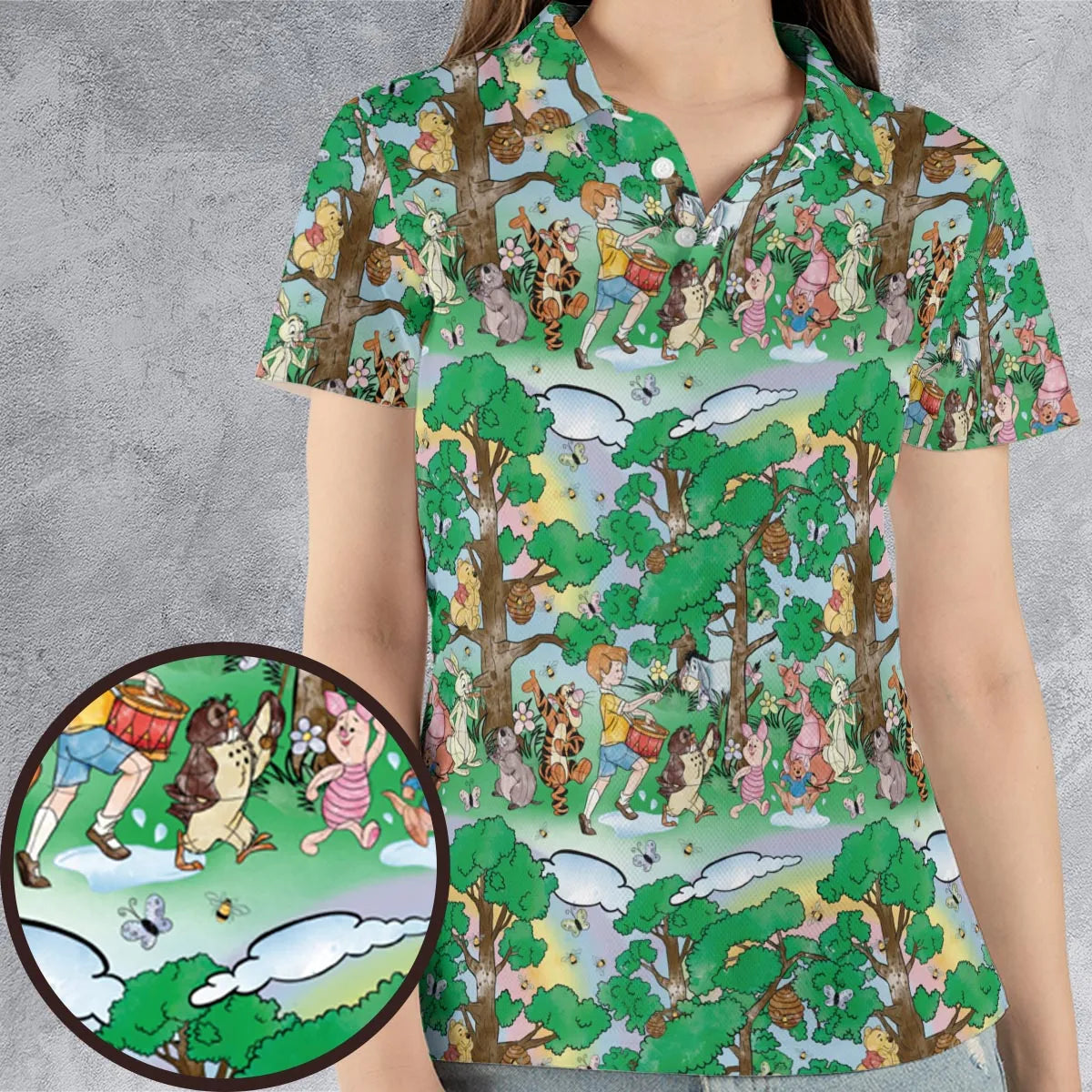 Bear and Friends Winnie the Pooh AOP Men/Women Polo Shirt