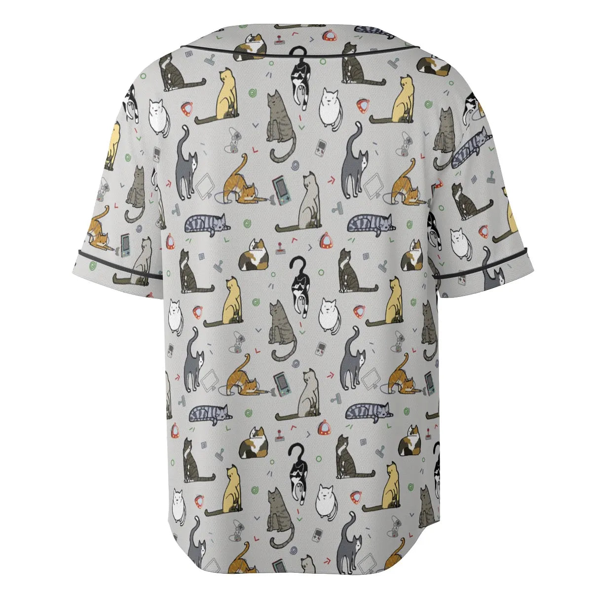 Cat the Gamer Pattern Unisex Baseball Jersey