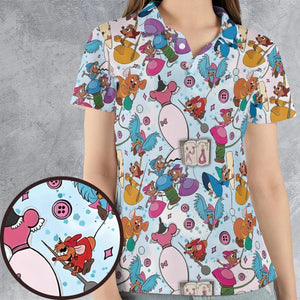 Jaq, Gus, & Sewing Friends AOP Men/Women Polo Shirt