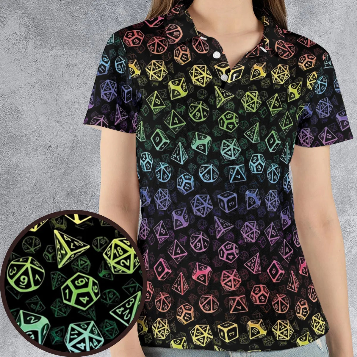 DnD Rainbow Dice Set Pattern AOP Men/Women Polo Shirt
