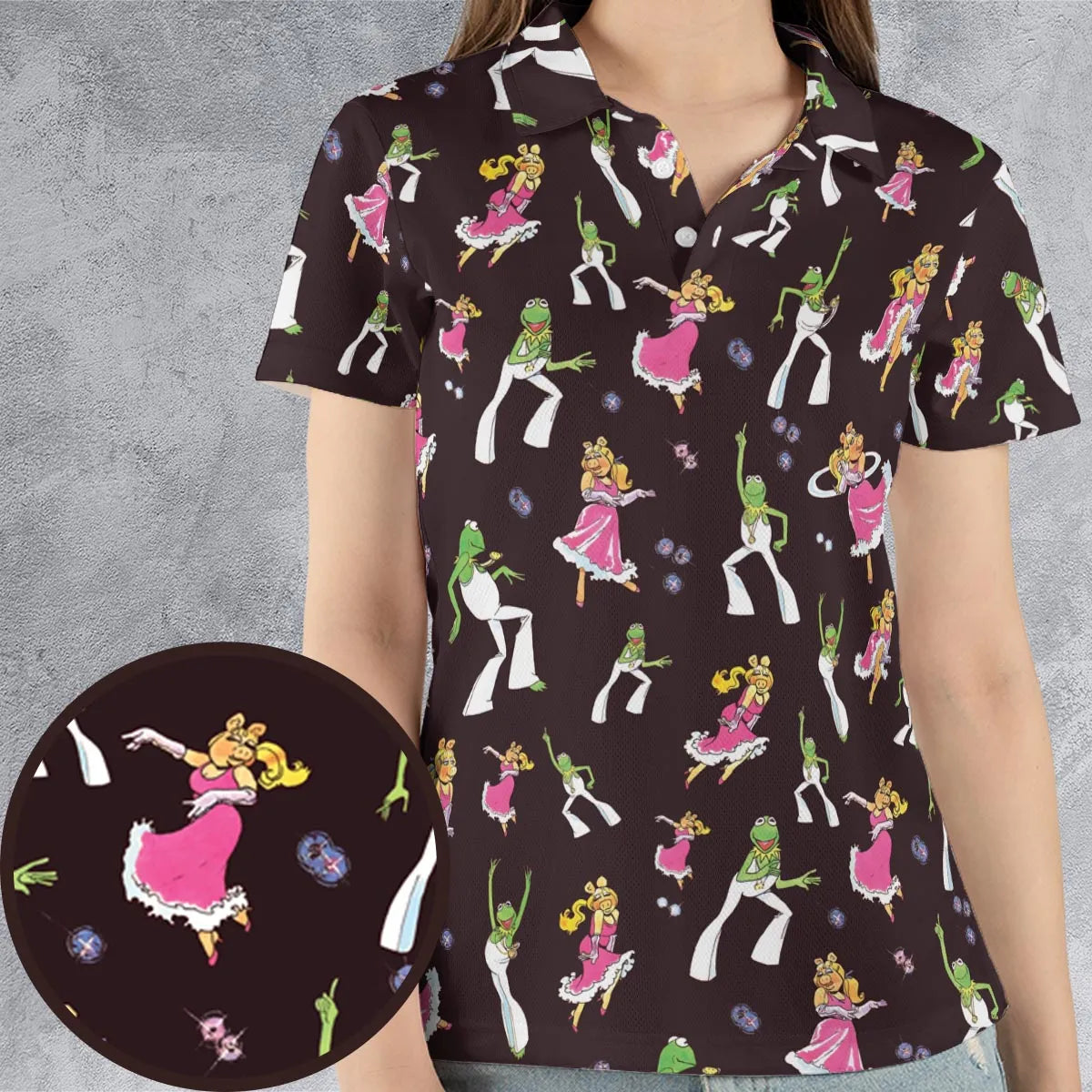 Disco Couple Kermit And Piggy The Muppet Show AOP Men/Women Polo Shirt