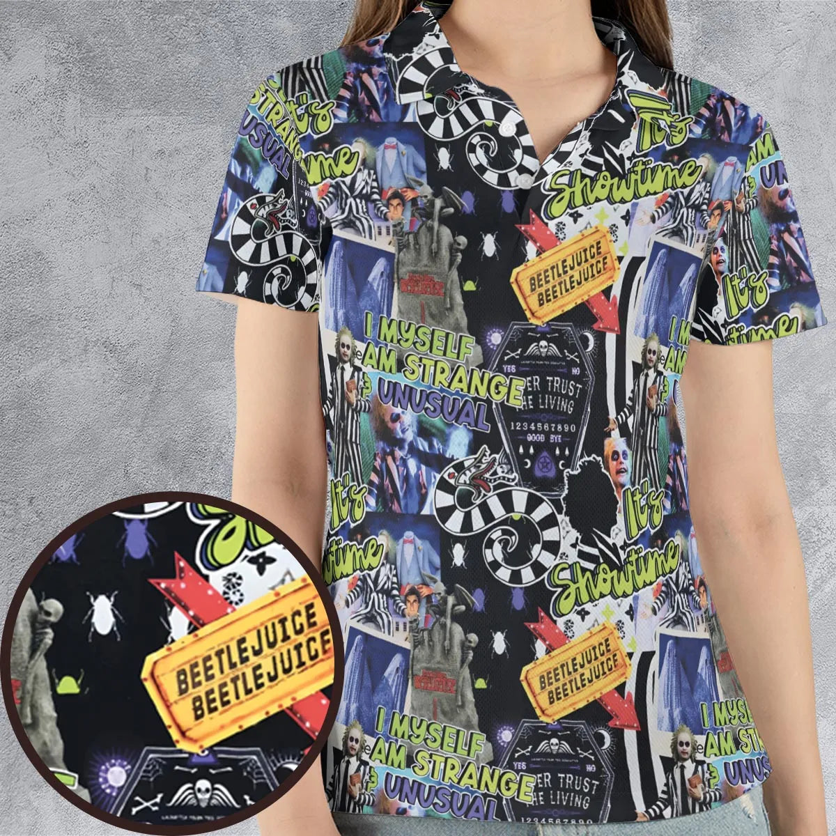 I Myself Am Strange Unusual Beetlejuice AOP Men/Women Polo Shirt