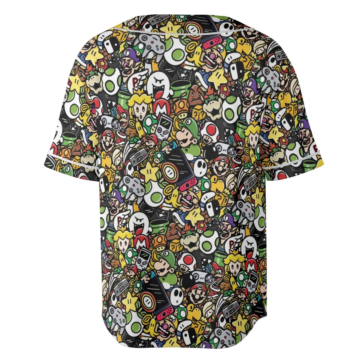 Super Mario Characters All In One Pattern Unisex Baseball Jersey